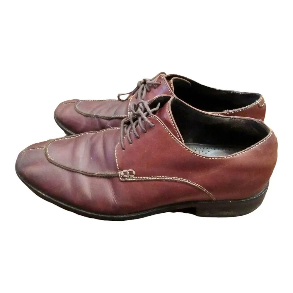 Cole Haan Mens Oxford Dress Shoes Brown Mahogany Leather Split Toe 9.5